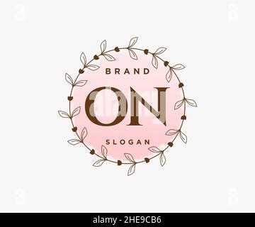ON feminine logo. Usable for Nature, Salon, Spa, Cosmetic and Beauty Logos. Flat Vector Logo Design Template Element. Stock Vector