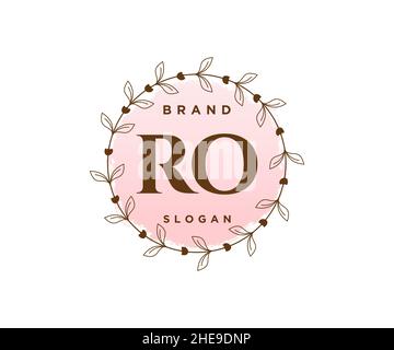 RO feminine logo. Usable for Nature, Salon, Spa, Cosmetic and Beauty Logos. Flat Vector Logo Design Template Element. Stock Vector