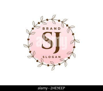 SJ feminine logo. Usable for Nature, Salon, Spa, Cosmetic and Beauty Logos. Flat Vector Logo Design Template Element. Stock Vector