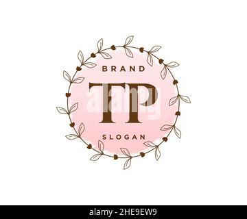 TP feminine logo. Usable for Nature, Salon, Spa, Cosmetic and Beauty Logos. Flat Vector Logo Design Template Element. Stock Vector