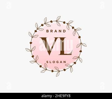 VL feminine logo. Usable for Nature, Salon, Spa, Cosmetic and Beauty Logos. Flat Vector Logo Design Template Element. Stock Vector