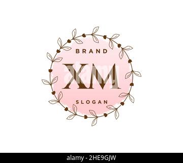 XM feminine logo. Usable for Nature, Salon, Spa, Cosmetic and Beauty Logos. Flat Vector Logo Design Template Element. Stock Vector