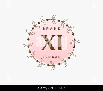 XI feminine logo. Usable for Nature, Salon, Spa, Cosmetic and Beauty Logos. Flat Vector Logo Design Template Element. Stock Vector