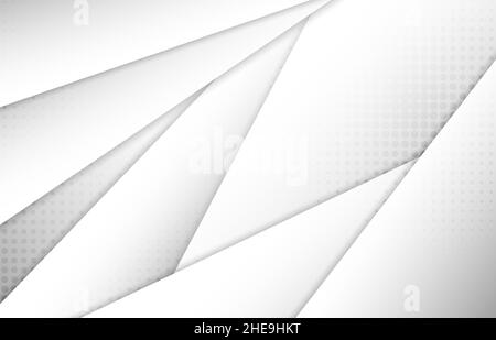 Abstract gradient paper cut pattern design of white colour template. Overlapping with circle dots halftone design decoration background. Stock Vector