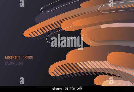 Abstract geometric stripe line patter design artwork decorative style. Overlapping with rounded shape curved lines background. Stock Vector