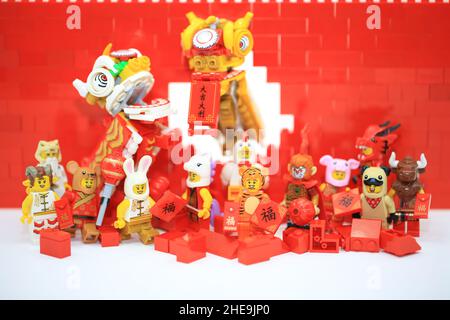 people celebrate chinese new year dressing with zodiac in lunar new year Stock Photo