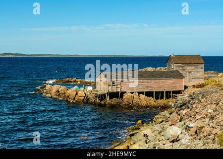 Tilting village, Fogo Island, Newfoundland, Canada. Stock Photo