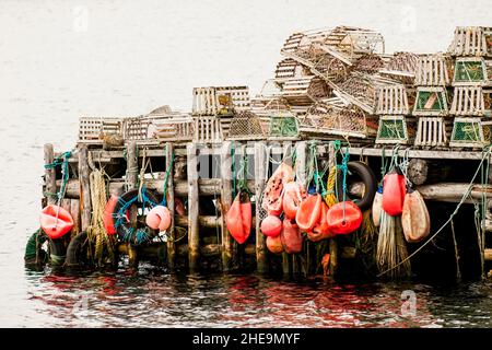 Fishing wharf dock in Tilting village, Fogo Island, Newfoundland, Canada. Stock Photo