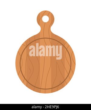 Wooden cutting board. Kitchen tool for cooking. Top view. Vector illustration in flat cartoon style Stock Vector