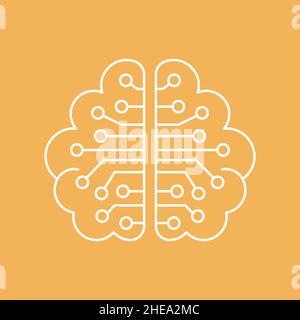 Artificial intelligence and machine learning line icon Stock Vector