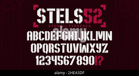Bold Abstract Stencil Urban Street Art Graffiti Style Alphabet Typeface Stels Digital Typography Vector Illustration Stock Vector