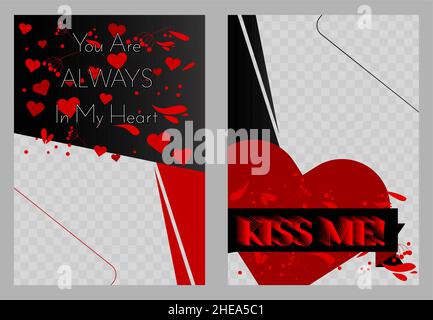 Love presentations templates. Design with romantic phrases. Valentines day, wedding typography for leaflet, book, poster, flyer, brochure, cover desig Stock Vector