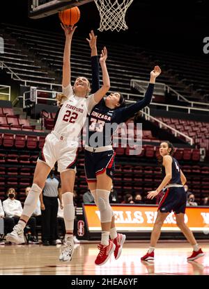 Stanford, CA, USA. 09th Jan, 2022. A. Stanford forward Cameron Brink (22) goes to the basket during the NCAA Women's Basketball game between Gonzaga Bulldogs and the Stanford Cardinal. Stanford won 66-50 at Maples Pavilion Stanford, CA. Thurman James /CSM/Alamy Live News Stock Photo