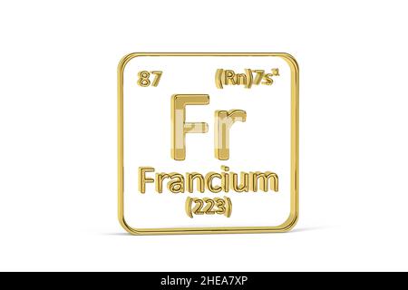 Golden 3D periodic table icon - periodic table element isolated on white background - 3D render Stock Photo