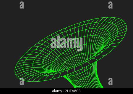 Wormhole geometric grid wireframe tunnel flat style design vector illustration. Stock Vector