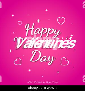Valentine's day card design template with editable text style effect. EPS vector file Stock Vector