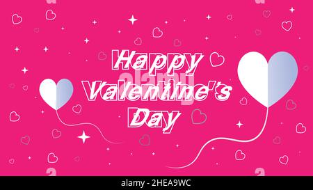 Valentine's day greeting card design template with editable text style effect in magenta color background. EPS vector file Stock Vector