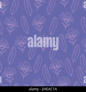 Doodle floral seamless pattern in trendy colors. Vector illustration Stock Vector