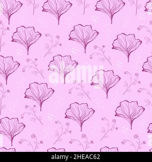 Doodle floral seamless pattern in trendy colors. Vector illustration Stock Vector