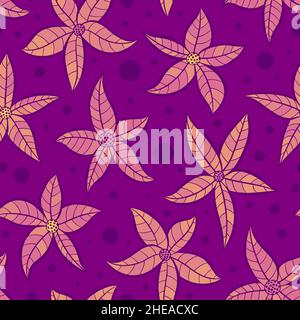 Cute floral background with flowers in trendy colors. Blossom seamless pattern. Vector illustration. Stock Vector