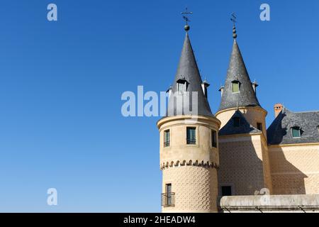 Towers of the Alcazar de Segovia, Spain Stock Photo