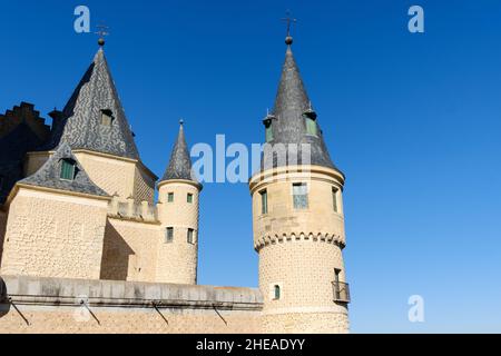 Towers of the Alcazar de Segovia, Spain Stock Photo