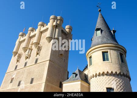 Towers of the Alcazar de Segovia, Spain Stock Photo