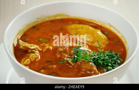 Bahamian Stewed Conch,  traditional seafood stew originating from the Bahamas Stock Photo