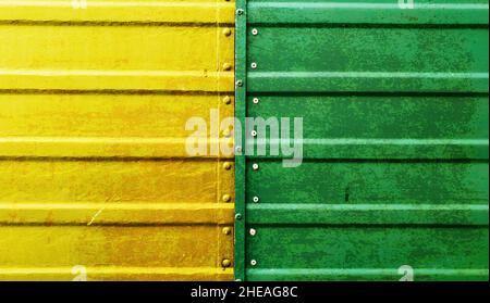 Yellow and green painted metal with rust texture Stock Photo