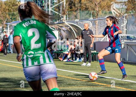 Seville, Spain. 09th Jan, 2022. Paula Tomas (20) of Levante UD Women seen during the Primera Division Femenina match between Real Betis Women and Levante UD Women at Luis del Sol Sports City in Seville. (Photo credit: Mario Diaz Rasero Credit: Gonzales Photo/Alamy Live News Stock Photo