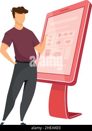 Man at terminal semi flat color vector character Stock Vector
