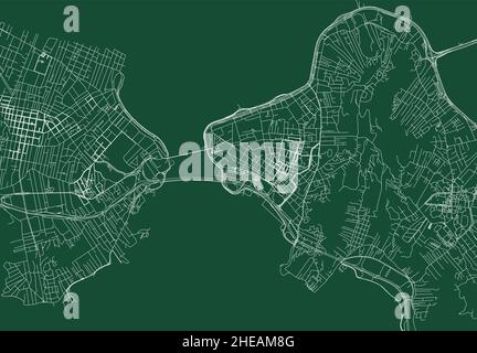 Florianopolis city Brazil municipality vector map. Green street map, municipality area, white lines. Urban skyline panorama for tourism. Stock Vector