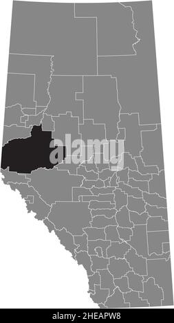 Black flat blank highlighted location map of the GREENVIEW NO. 16 municipal district inside gray administrative map of the Canadian province of Albert Stock Vector