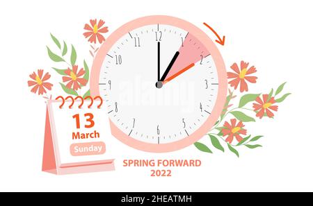 Daylight Saving Time March 12, 2023 Concept. Stock Vector