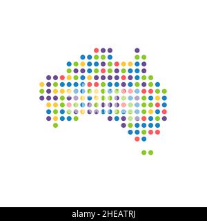 Dotted colored polka map of Australia for your design, Stock vector illustration isolated Stock Vector