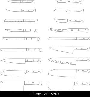 Set of kitchen knives, vector illustration Stock Vector