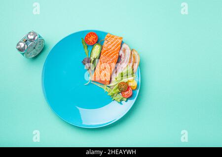 Intermittent fasting low carb hight fats diet concept flat lay, healthy food Stock Photo