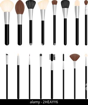 Set of brushes for make up, vector illustration Stock Vector