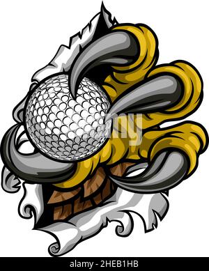 Tearing Ripping Claw Talons Holding Golf Ball Stock Vector