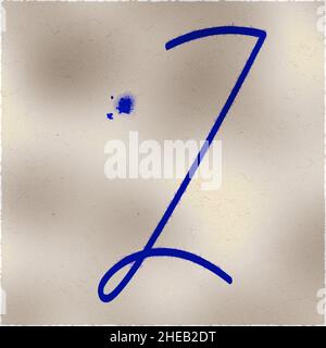 Monogram of uppercase character Z , blue ink Stock Photo
