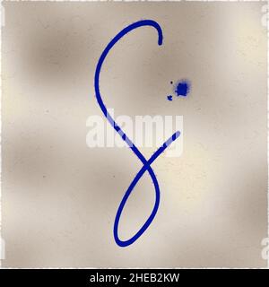Monogram of uppercase character S , blue ink Stock Photo