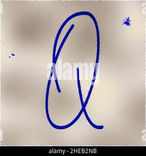 Monogram of uppercase character Q , blue ink Stock Photo