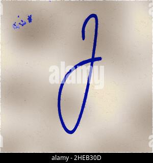 Monogram of uppercase character J , blue ink Stock Photo