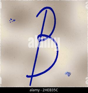 Monogram of uppercase character B , blue ink Stock Photo