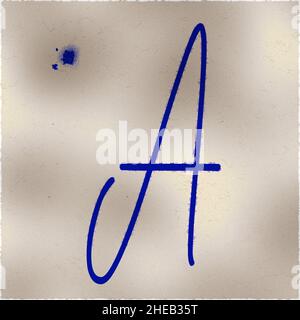 Monogram of uppercase character A , blue ink Stock Photo