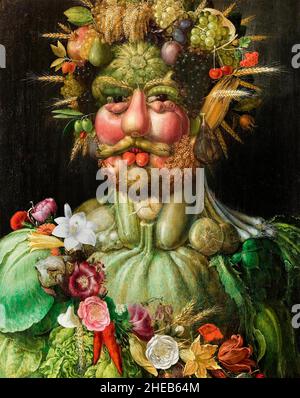 RUDOLF II, Holy Roman Emperor (1552-1612) as Vertumnus, Roman god of the seasons, by Giuseppe Arcimboldo (1590-1591) Stock Photo