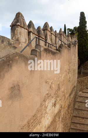 Defensive ramparts Castillo de Gibralfaro castle walls, Malaga, Andalusia, Spain Stock Photo