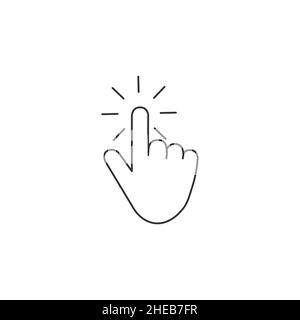 Clicking finger icon, hand pointer vector. Press web icon in linear style. Editable stroke. Stock vector illustration isolated Stock Vector