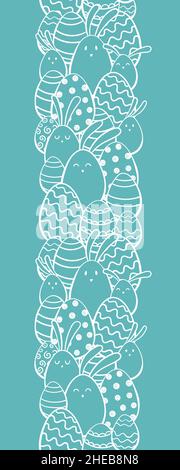 Fun hand drawn Easter seamless pattern, cute bunnies and Easter eggs, great for textiles, banners, wallpapers, wrapping - vector design Stock Vector