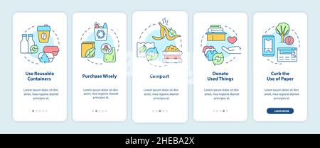 How to minimize waste onboarding mobile app screen Stock Vector